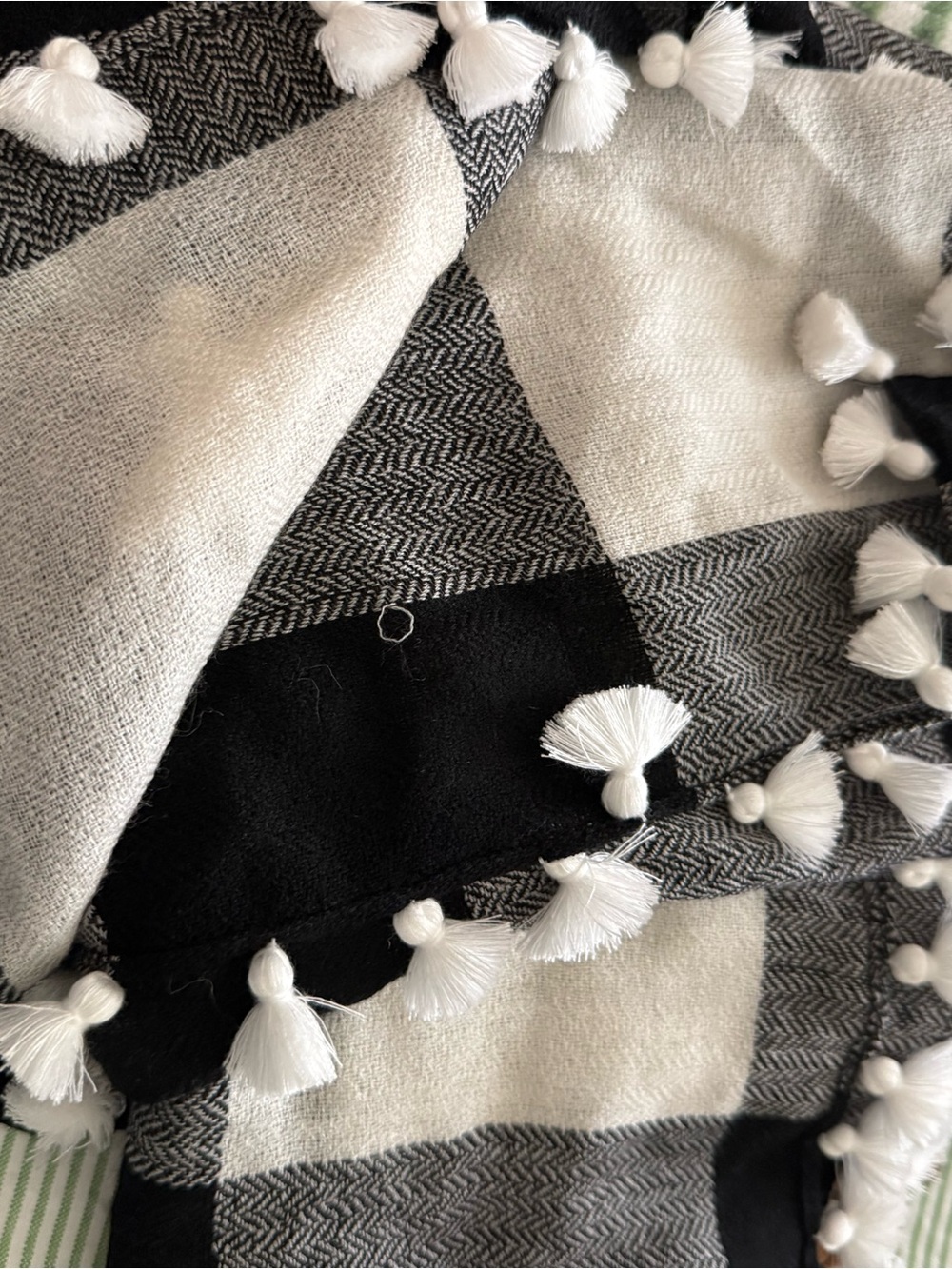 Vineyard Vines Black and White Tassel Throw Blanket